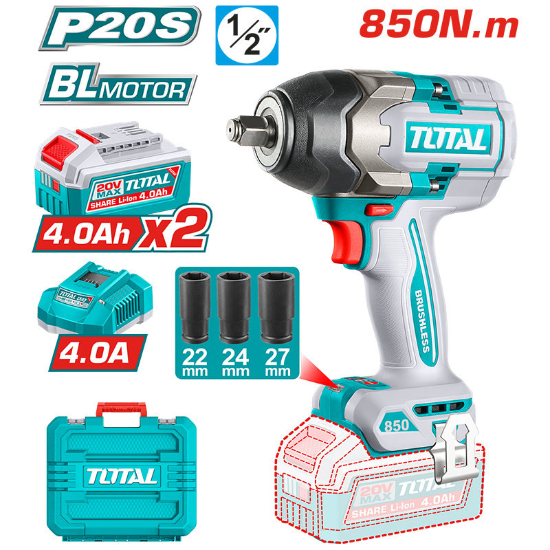LLAVE DE IMPACTO INALÁMBRICA 850NM 20V 1/2"
