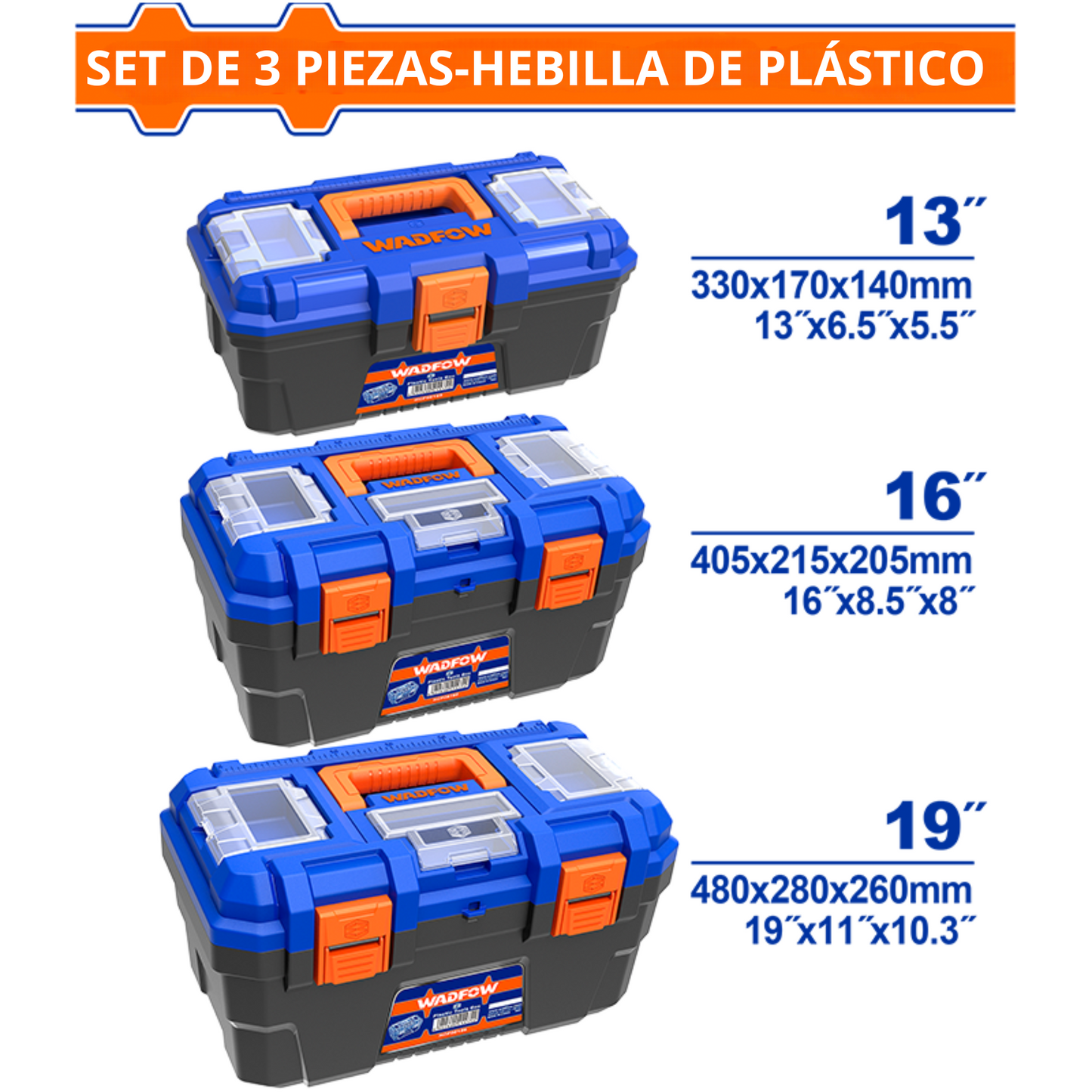 SET DE 3 CAJAS PLÁSTICAS PARA HERRAMIENTAS