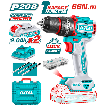 TALADRO DE IMPACTO INALÁMBRICO 20V 1/2" 66NM