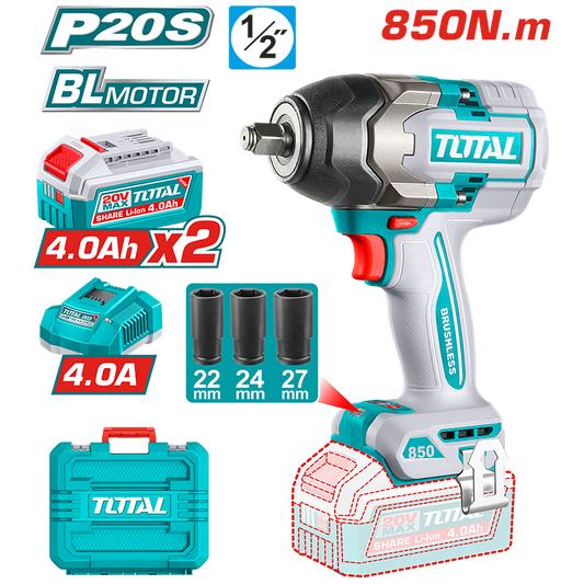 LLAVE DE IMPACTO INALÁMBRICA 850NM 20V 1/2"