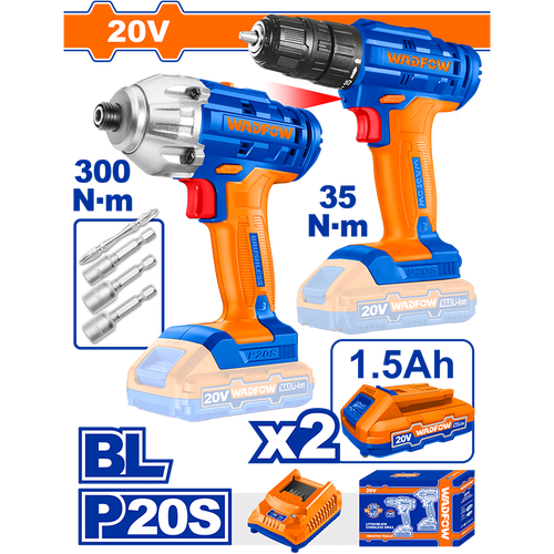 SET INALÁMBRICO TALADRO Y LLAVE 20V